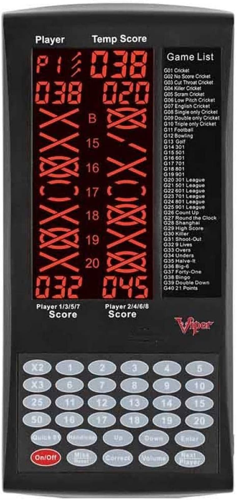 ProScore Digital Dart Scorer Electronic Dartboard Scoreboard for Up to 8 Players