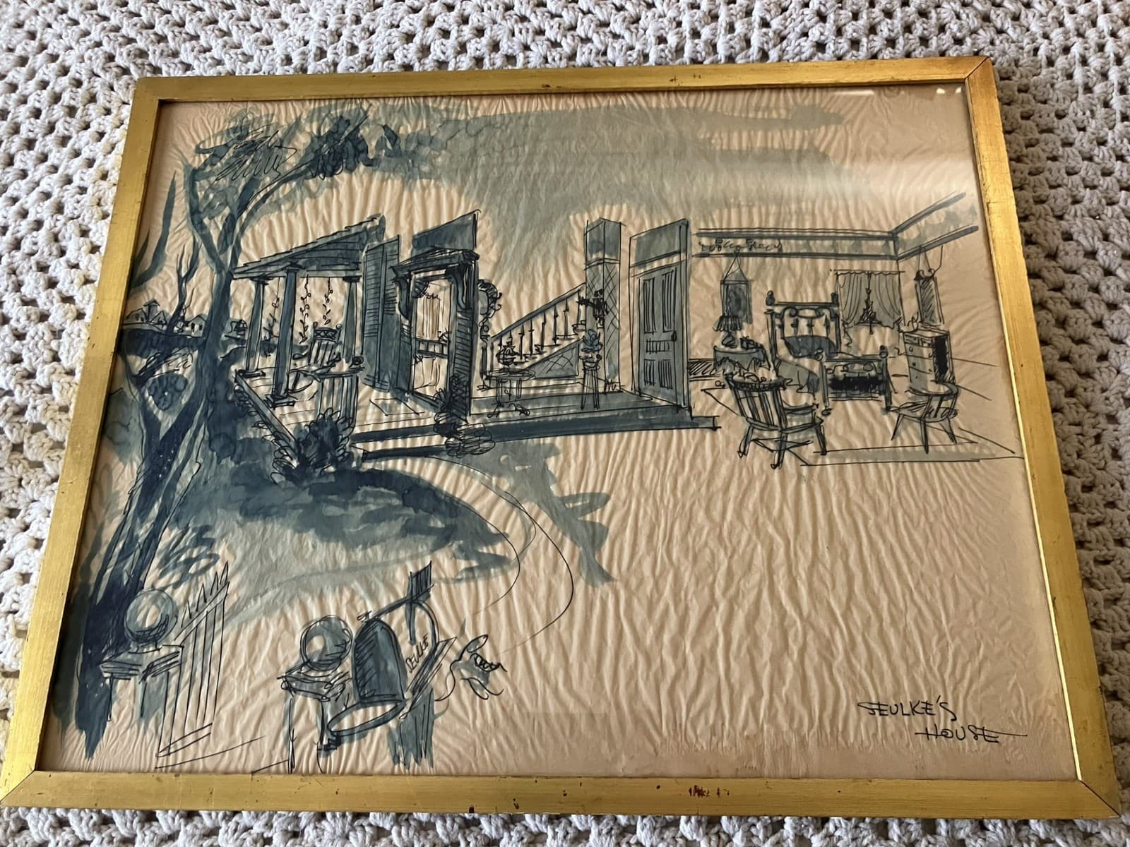 Original Early Television Set Design Art “Seulke’s House” 1950’s 2