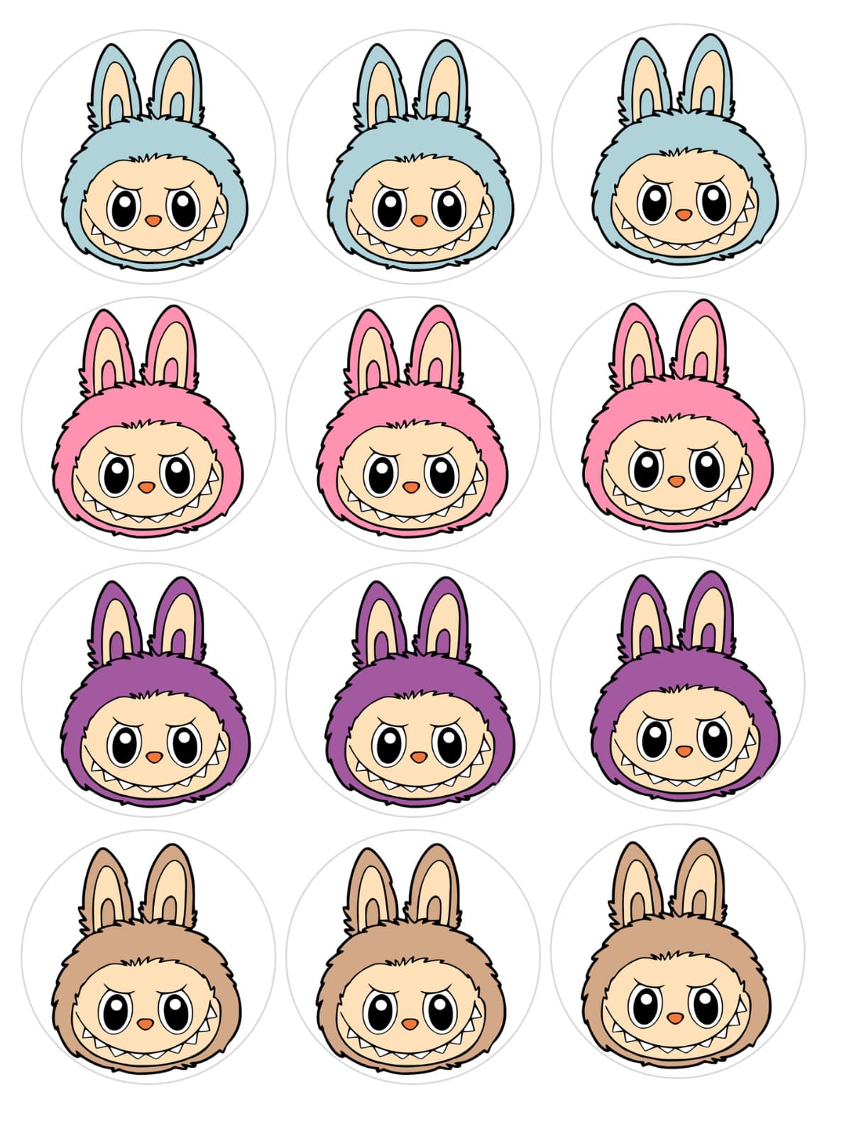 12 count LABUBU Edible Image rounds, choose your size, pre cut