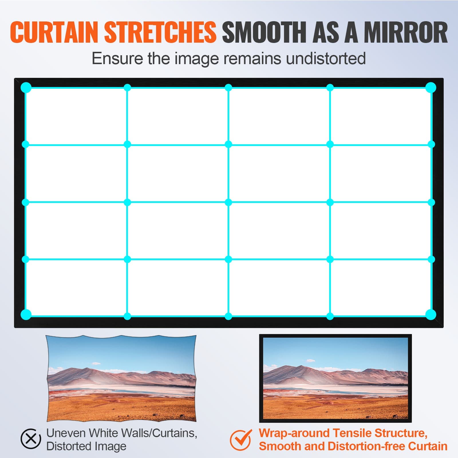 Uimoso 130" Aluminum Fixed Frame 16:9 Projector Screen Velvet Matte Home Theater 4