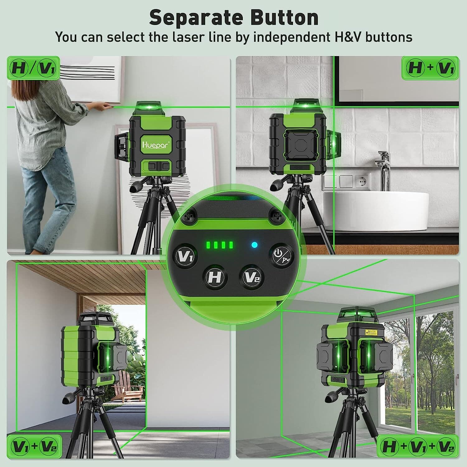 3D Self-Leveling Cross Line Laser Level 45M Three-Plane Leveling Tool HM03CG 2