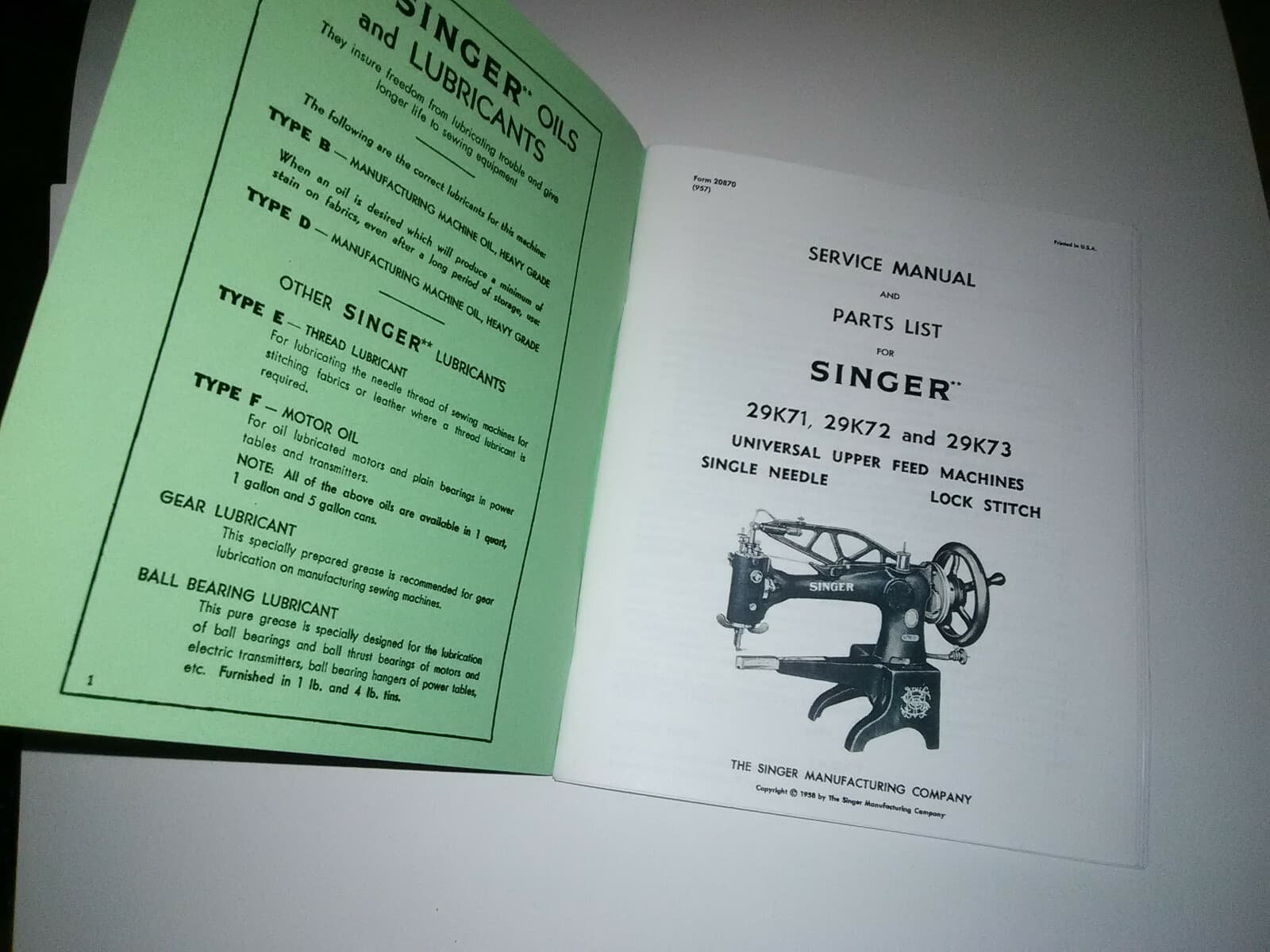 Singer 29K Sewing Machine Service Manual Reproduction (29K71 29K72 29K73) 4