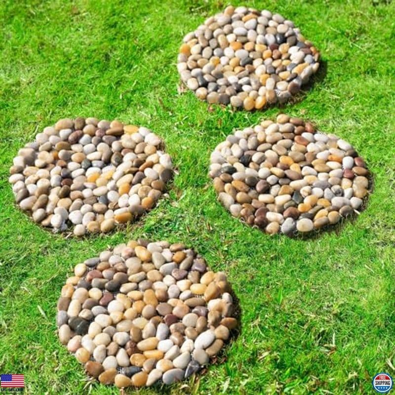 Elegant River Rocks Stepping Stones - 6 Polished Pebbles for Garden Pathway 4