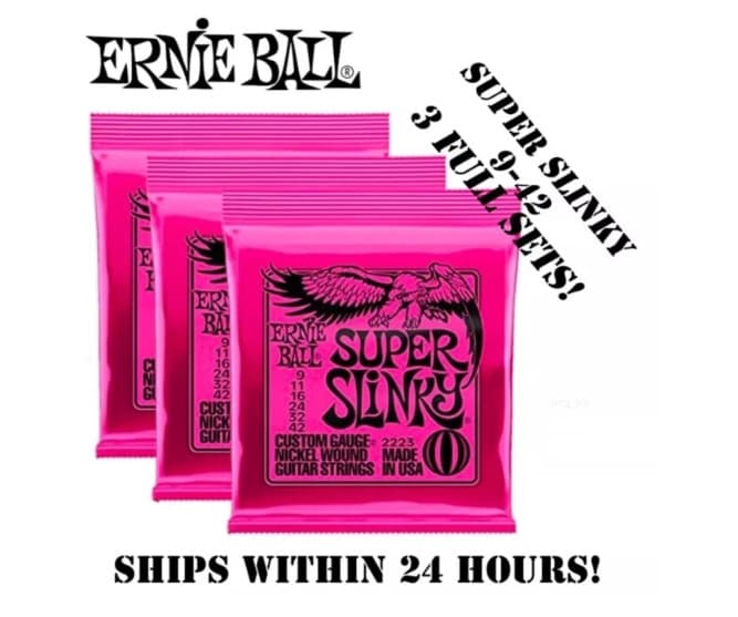 3 Sets Ernie Ball Electric Guitar Strings Super Slinky 9-42 Nickel Wound 2223⭐