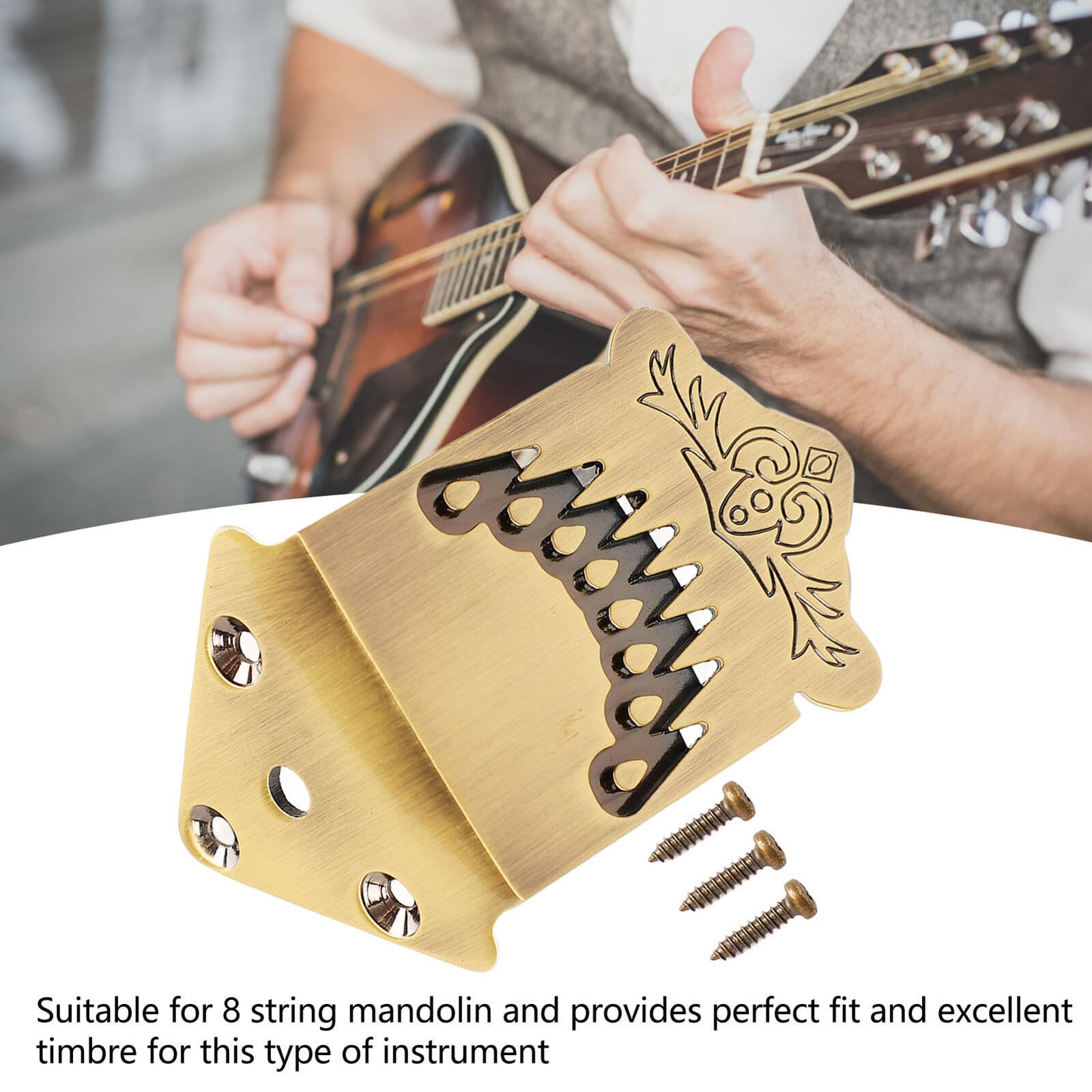 Bronze 8 String Mandolin Tailpiece Feather Pattern Metal Mandolin Music Part 2