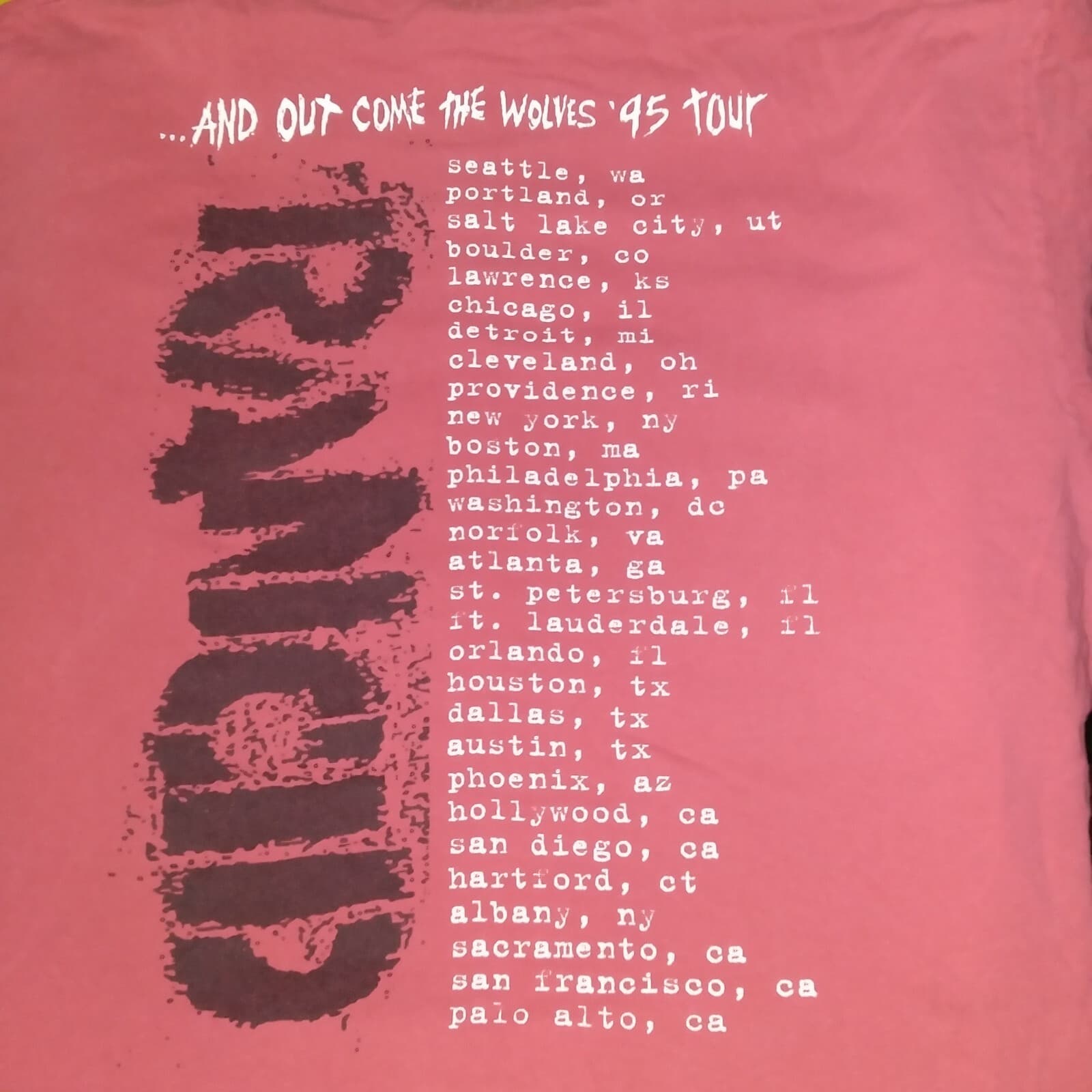 Vintage 1996 Rancid And Out Come The Wolves Tour Concert T-Shirt Punk Rock XL 2