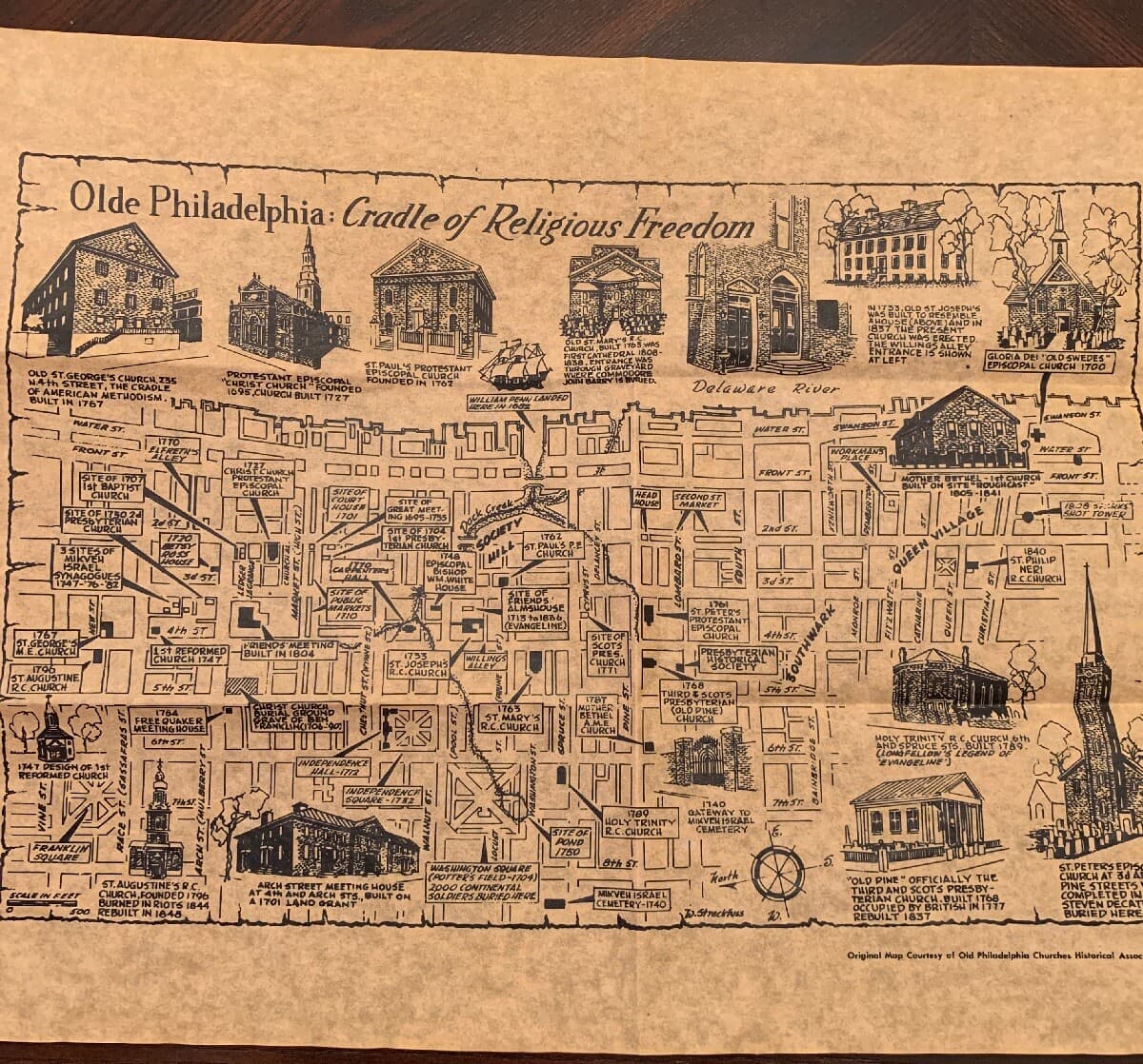Olde Philadelphia: Historic Church Map Replica Document