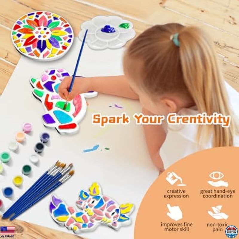 EggSun 8-Piece DIY Garden Stepping Stones Kit - Paint Colorful Ceramic Stones 5