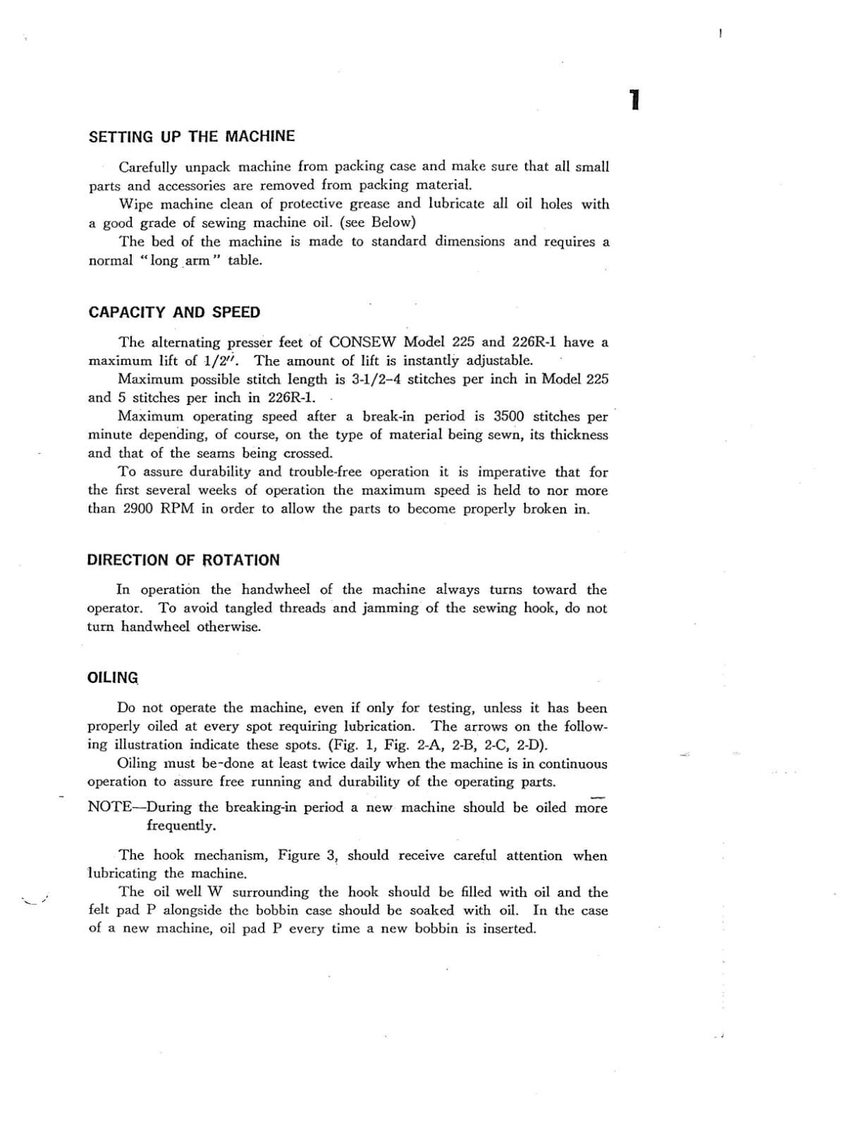 Consew Model 224 225 226 & R-1 Operating Instruction Manual User Guide Copy 3