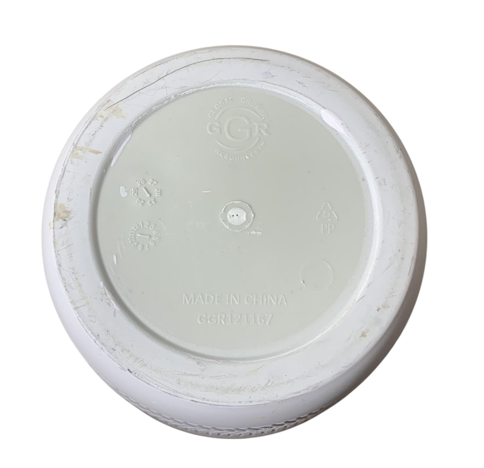 GGR Small White Faux Ceramic Line Pattern Plastic Planter 6