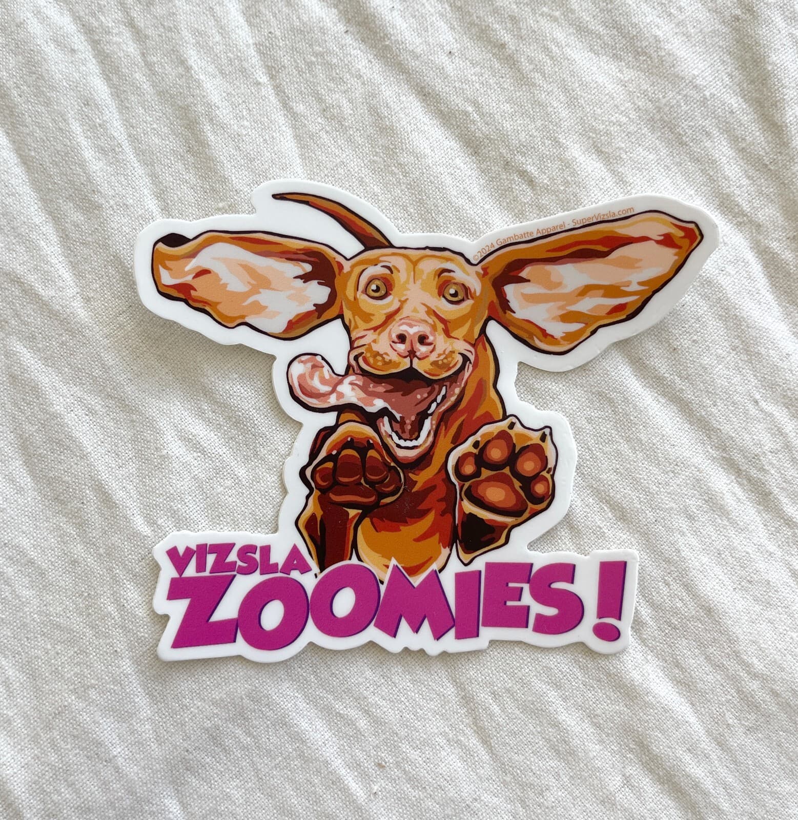 Happy jumping Hungarian Vizsla Zoomies puppy dog sticker pack cartoon decal 4.5" 3