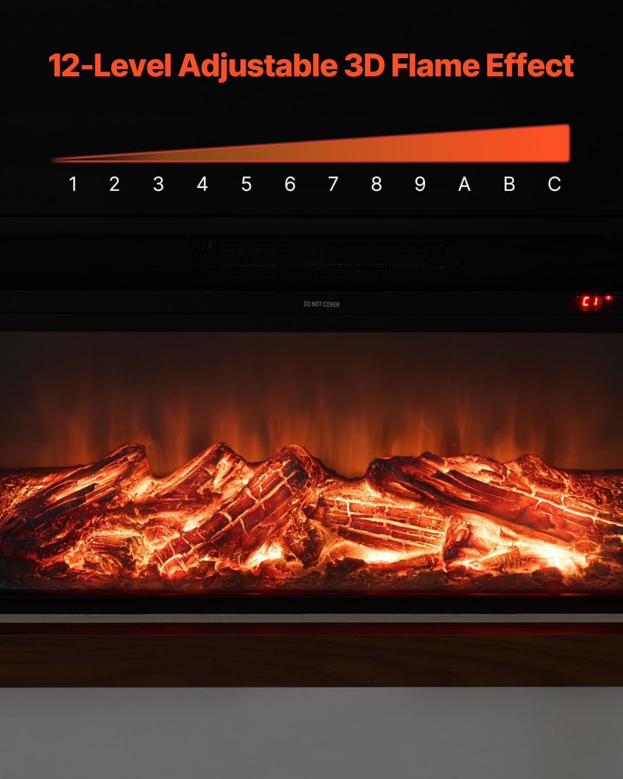 Electric Fireplace Mantel 65.5" Freestanding Heater 1500W with 3D Flame & Remote 4
