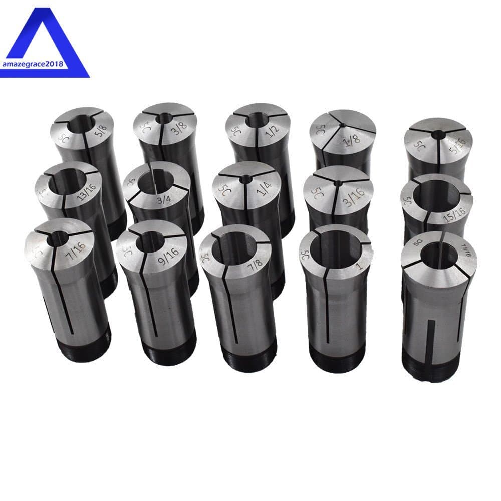 1/8"-1" Capacity TIR 0.0005" High Precision 5C Round Collet 15 Piece Set 2