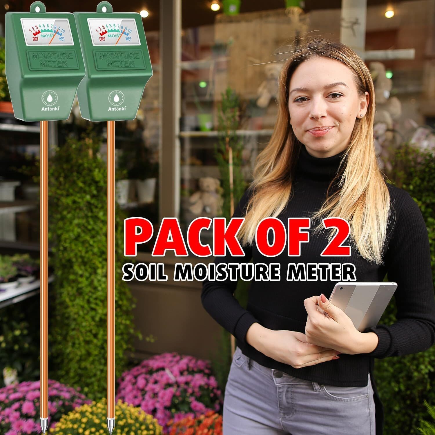 2 Pack Plant Water Meter, Soil Moisture Tester Hygrometer Sensor, Soil Water 6