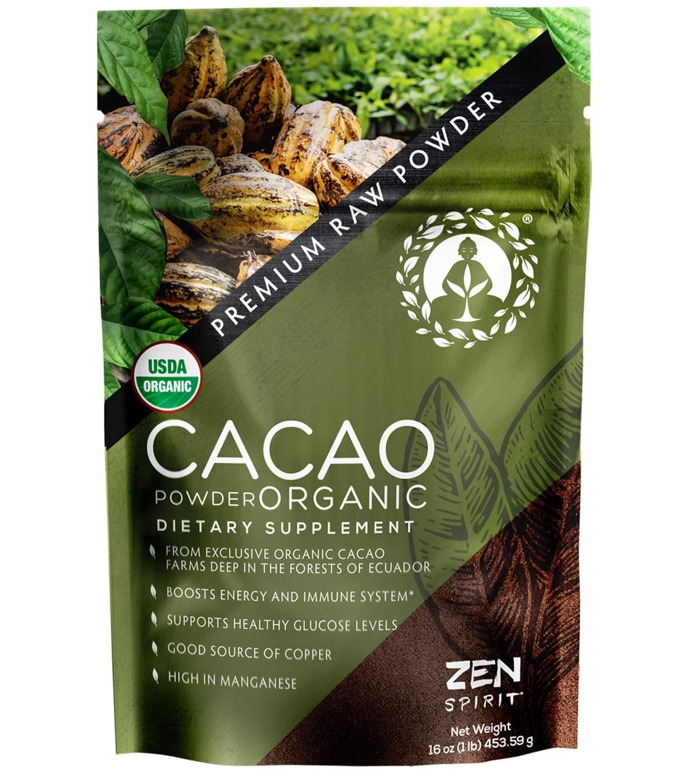 Cacao en polvo organico 1 libra Sin azucar Superalimento de primera calidad