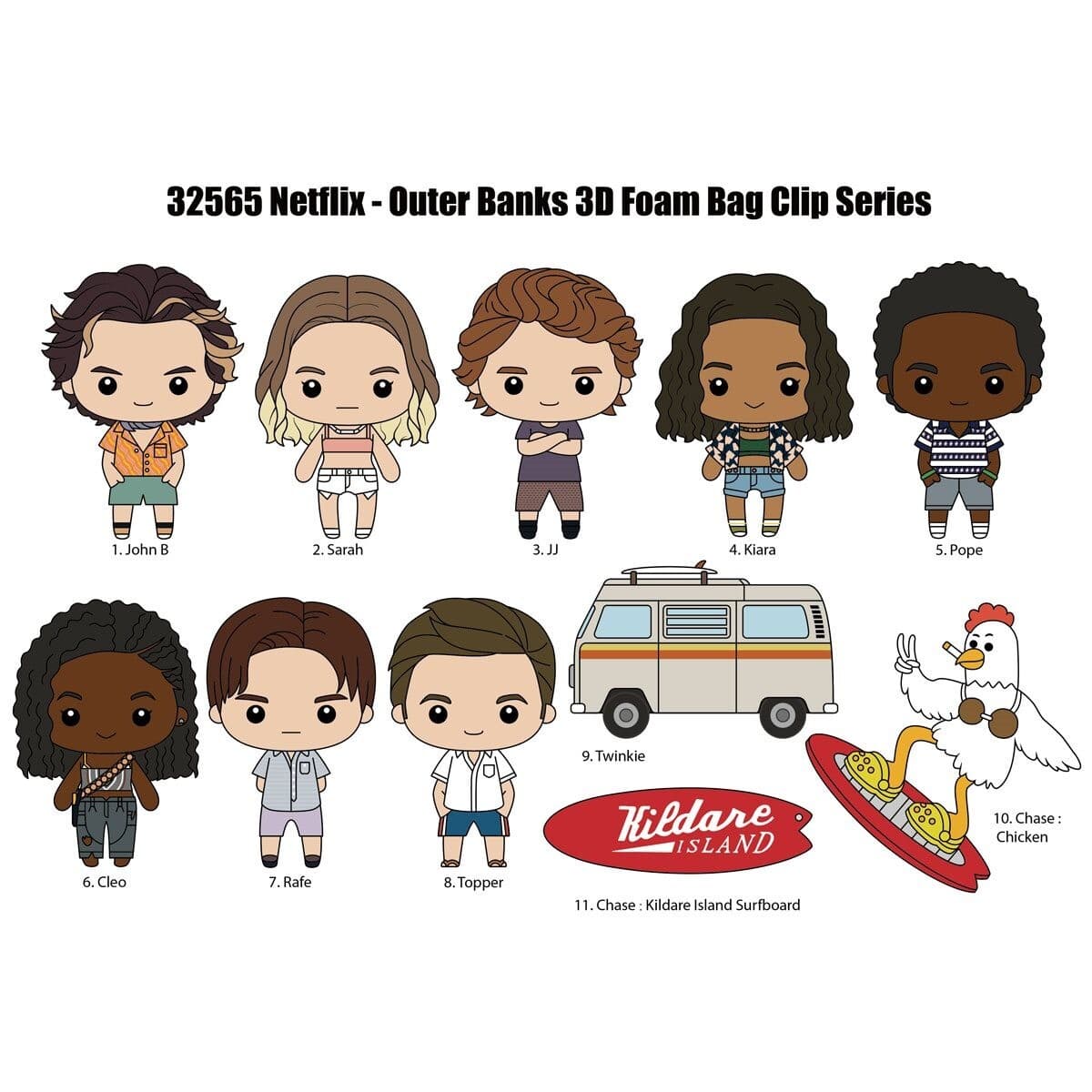 Outer Banks NEW * JJ Clip * Blind Bag Key Chain Monogram Netflix 5