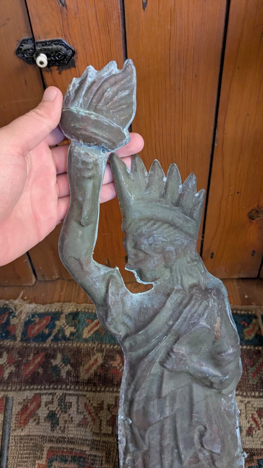 Rare Antique Early Primitive Metal Copper Statue Liberty Weathervane 22.5" 2