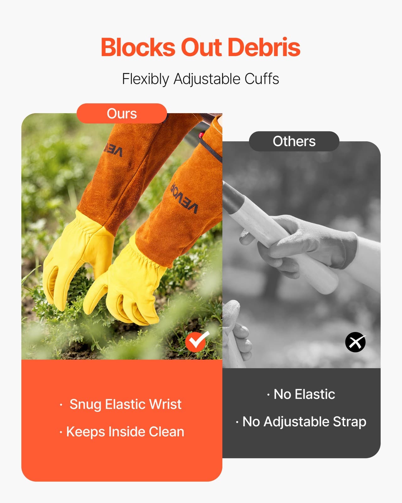 VEVOR Gardening Gloves Thorn Proof Long Leather Rose Pruning Gloves Men & Women 4