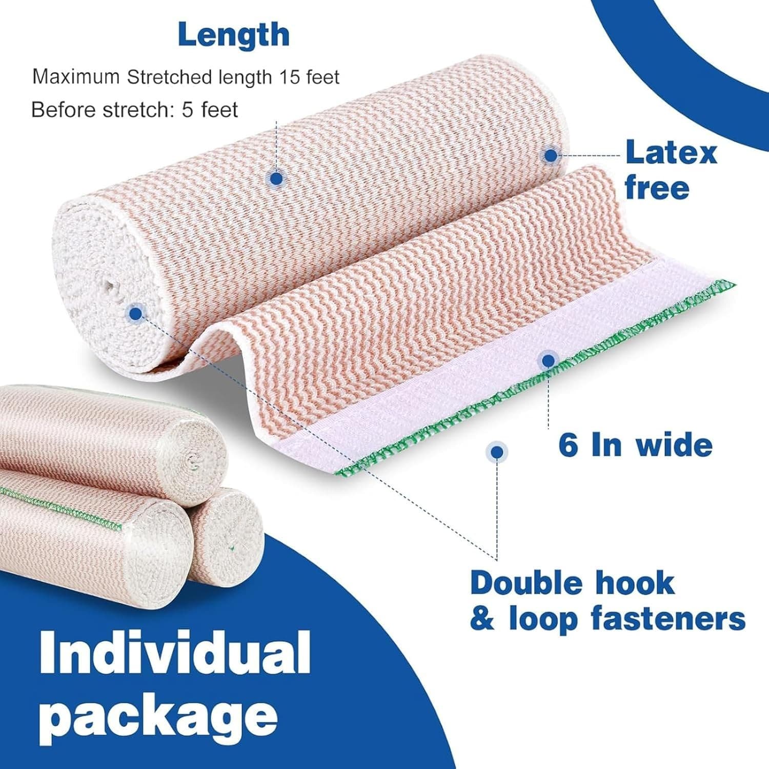 2 Pack Premium 6” Elastic Bandage Wrap – Compression Wrap for Leg, Knee, Body... 3