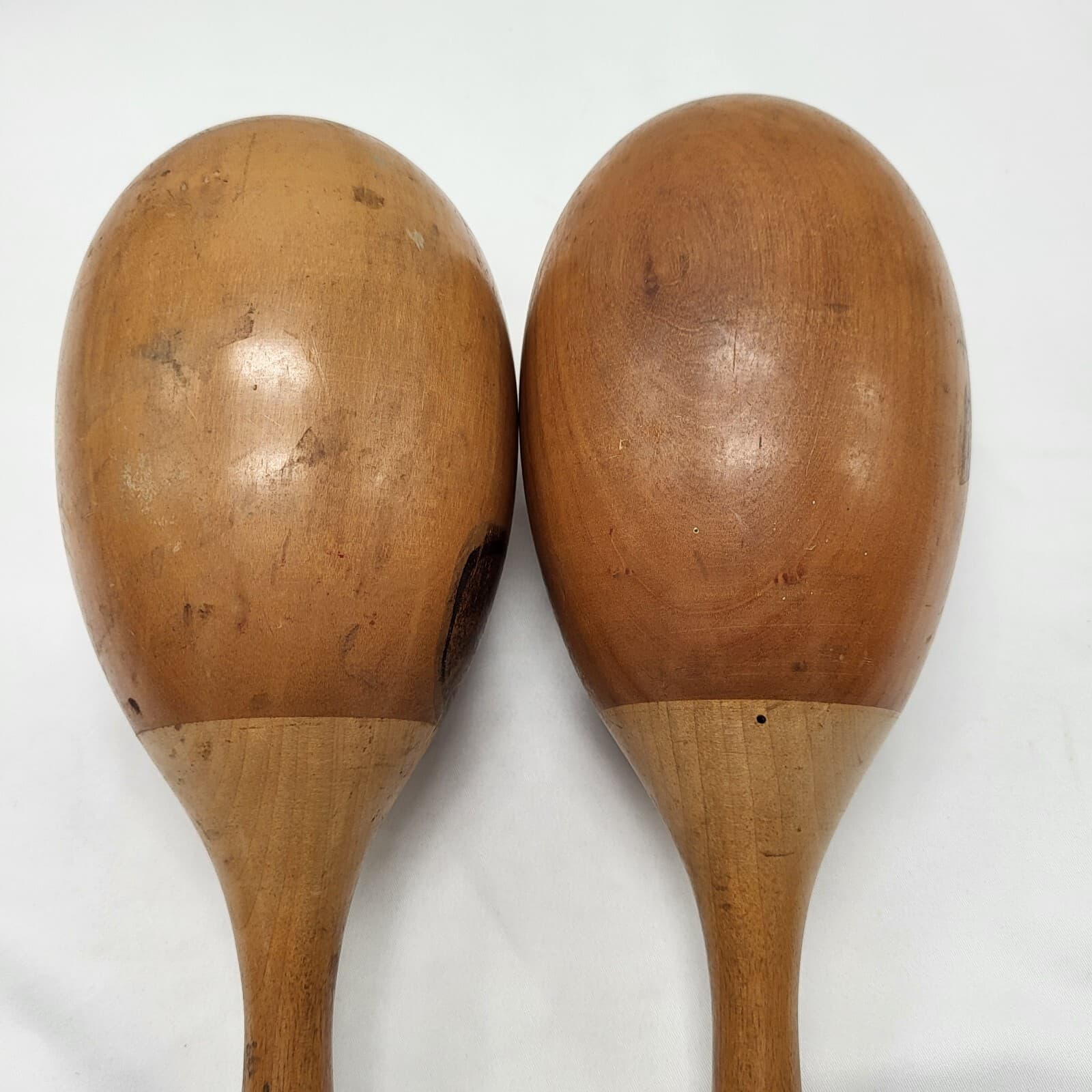 Vintage Wooden Maracas - Approx. 12" - Set Of 2 - Design Nearly Worn Off 5