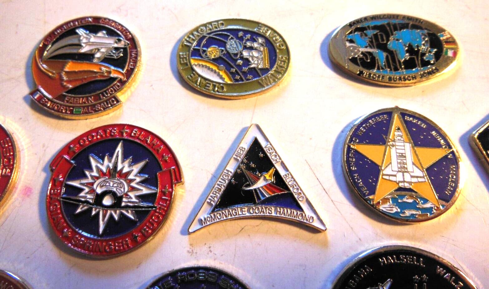 NASA Space Shuttle METAL ENAMELED Lot of 12 diff. Columbia- crew names crafts 4