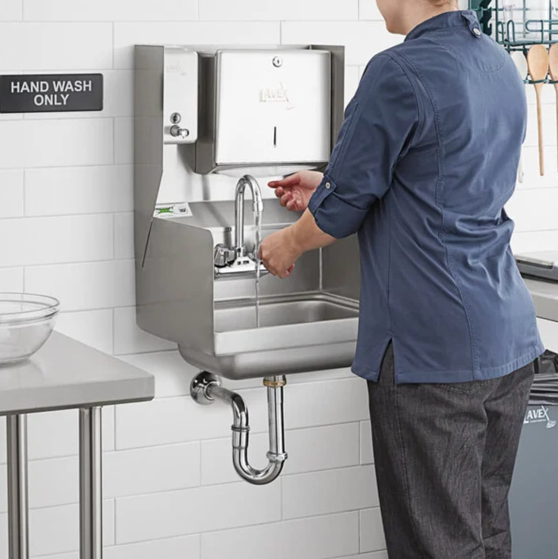 Stainless Steel Top Mounted Paper Towel & Soap Dispenser For 17" Wide Hand Sinks 5