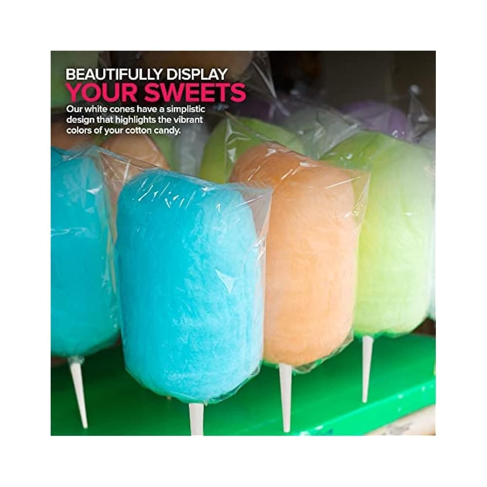 Kraft Paper Cotton Candy Cones , Long Sticks for Mess,Free Floss Sugar 6