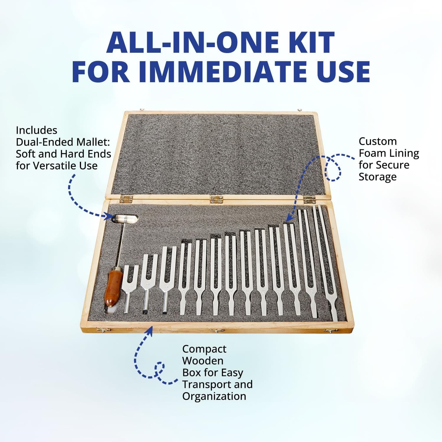 United Scientific Tuning Fork Set of 13 with Dual-Ended Mallet – 13 Aluminum ... 4