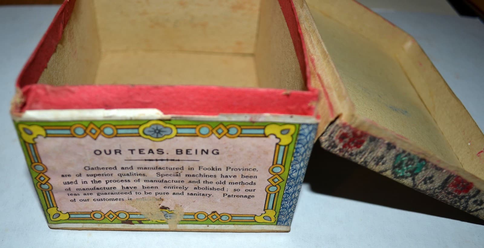 1940s Tack Kee Elephant Chinese Tea Box Hong Kong Canton China Fabric Lid Empty 4
