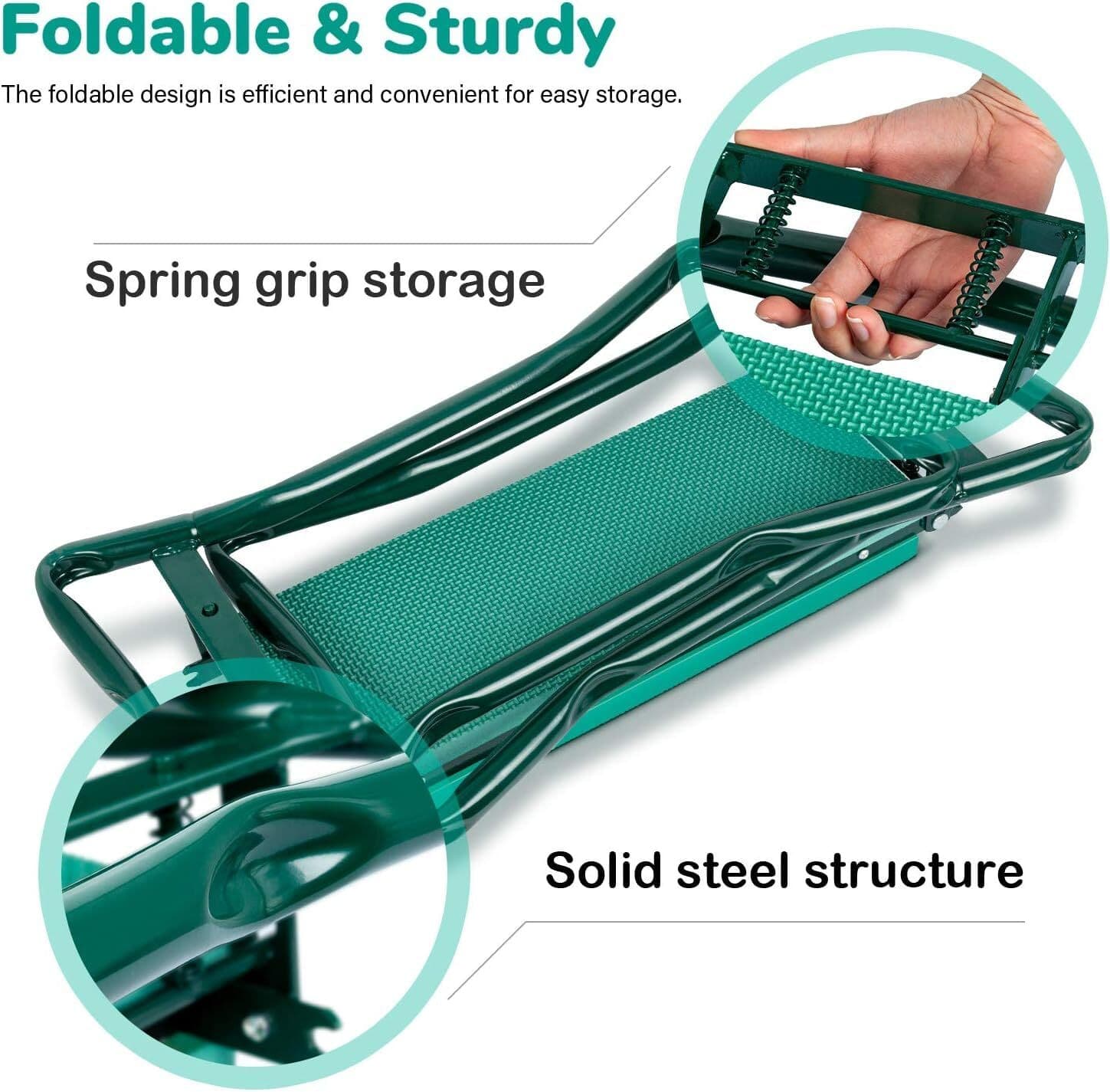 Garden Kneeler and Seat Foldable with 2 Tool Pouch for Gardening Fishing Green 4
