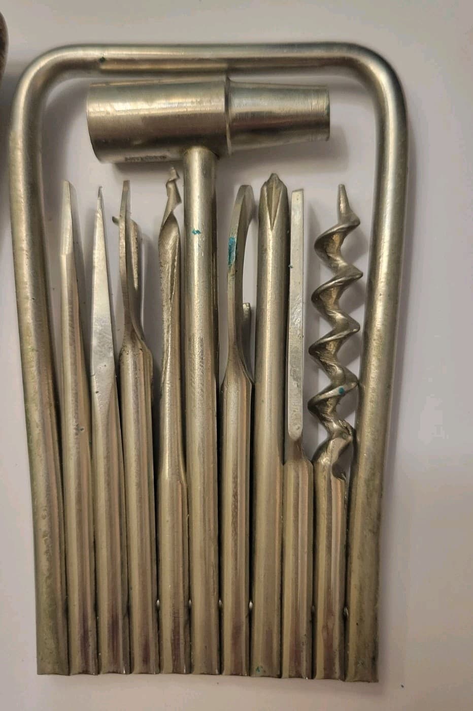 Toolmaster Antique Vintage Swiss Multi Tool Bow Folding Pocket USA Leather Case 6