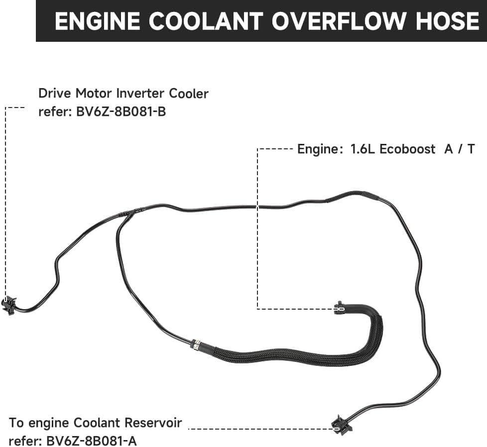 Engine Coolant Overflow Hose - Compatible for Ford Escape 2013-2016, for Ford 5