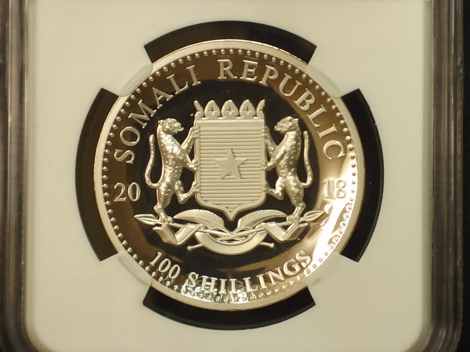 2018 1 Oz Silver Somalia Elephant,High Relief Proof,Early Releases NGC PF 70 4