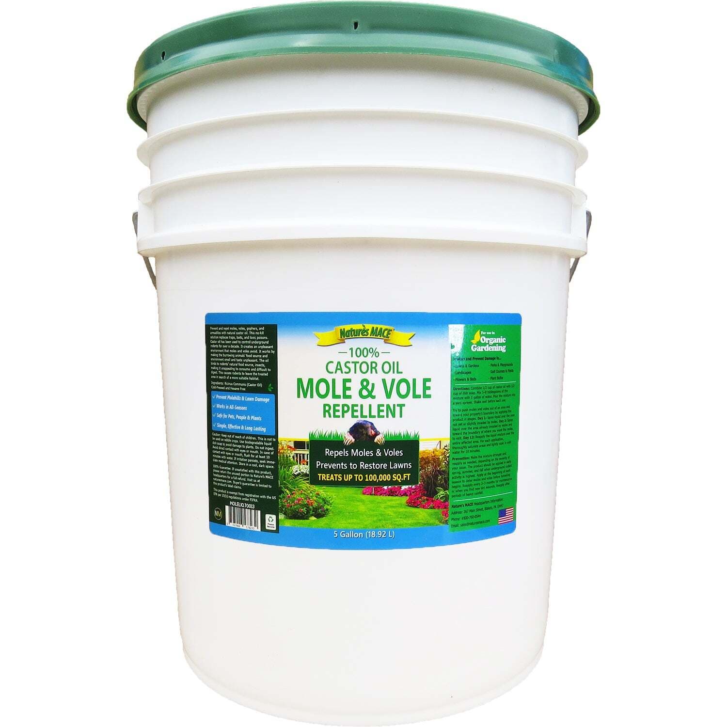 Nature's MACE Mole & Vole Repellent, 100% Pure Castor Oil Outdoor Pest Control