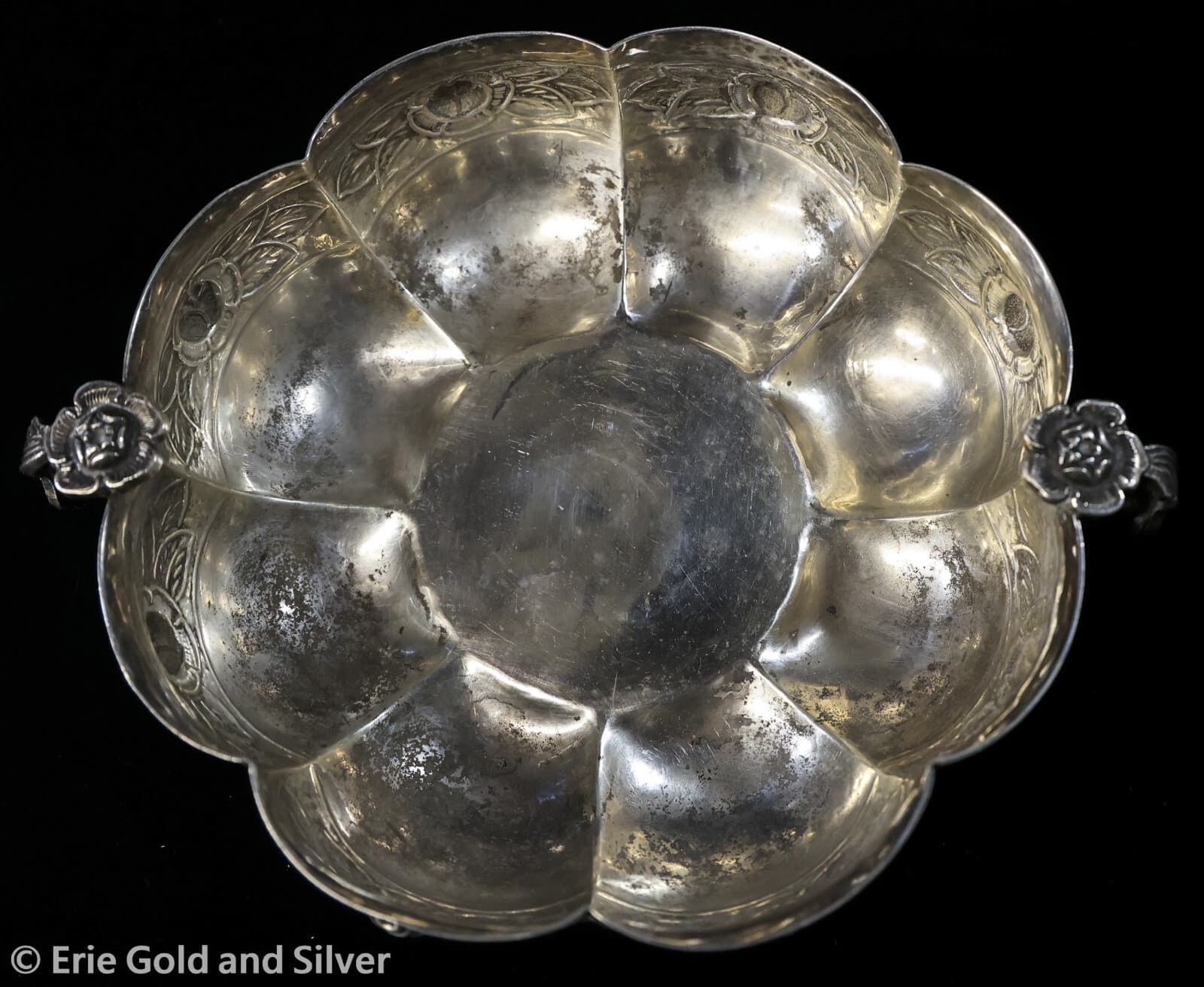 Sanborns Mexico Vintage Sterling Silver Aztec Rose Bowl 3