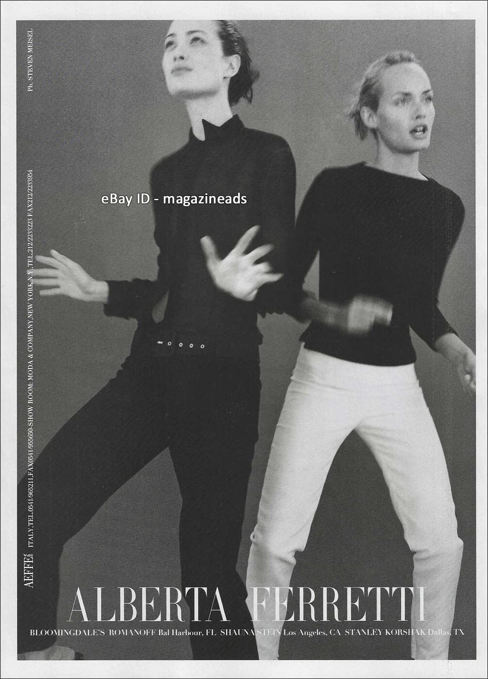 vintage ALBERTA FERRETTI 1-Page ADVERT Spring 1996 SHALOM HARLOW Amber Valletta