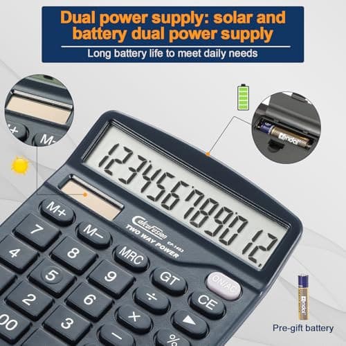 12 Digits Desk Calculator with Large Display LCD and Sensitive Big Buttons  5