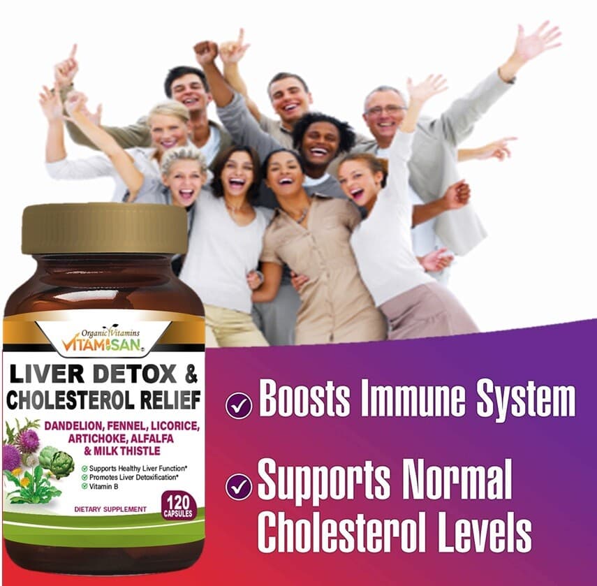 Liver Cleanse Detox Milk Thistle Extracts Silymarin, Artichoke, Dandelion, Vit B 6