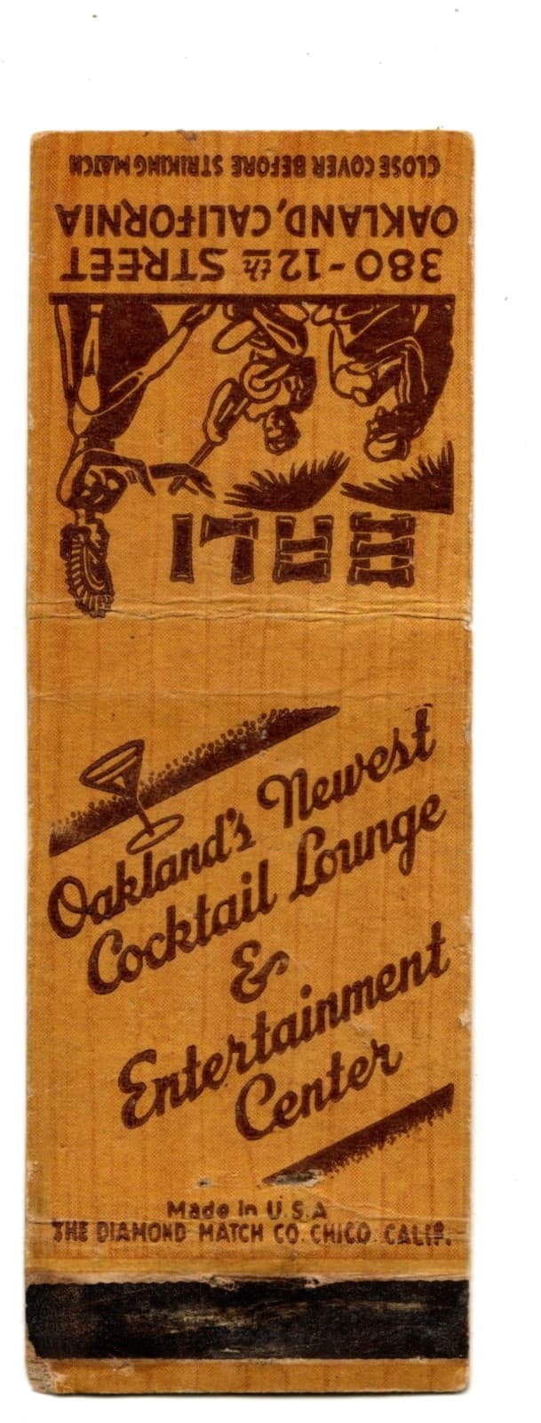 BALI matchbook matchcover -OAKLAND, CALIFORNIA - TIKI - GIRLIE 2