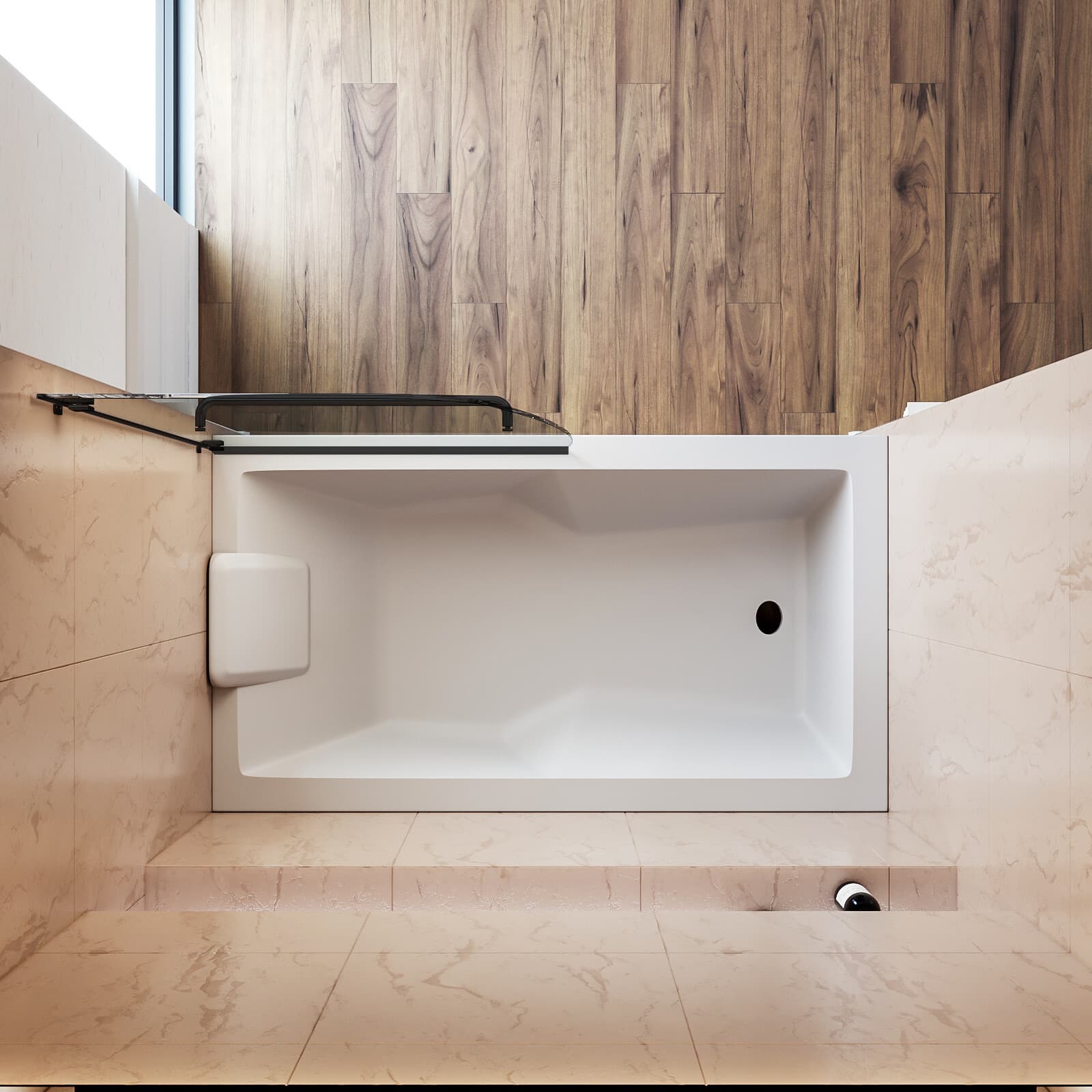 SUNNY SHOWER 34" x 58" Pivot Tub Shower Door Frameless Bathtub Clear Glass Panel 5