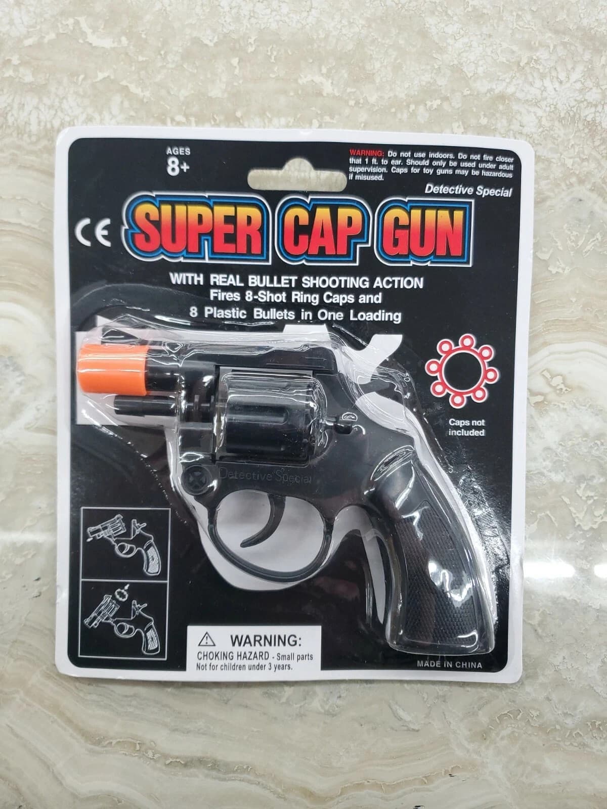 Super Cap Toy Gun DETECTIVE SPECIAL Revolver 8 Shot Ring Caps Pistol Handgun