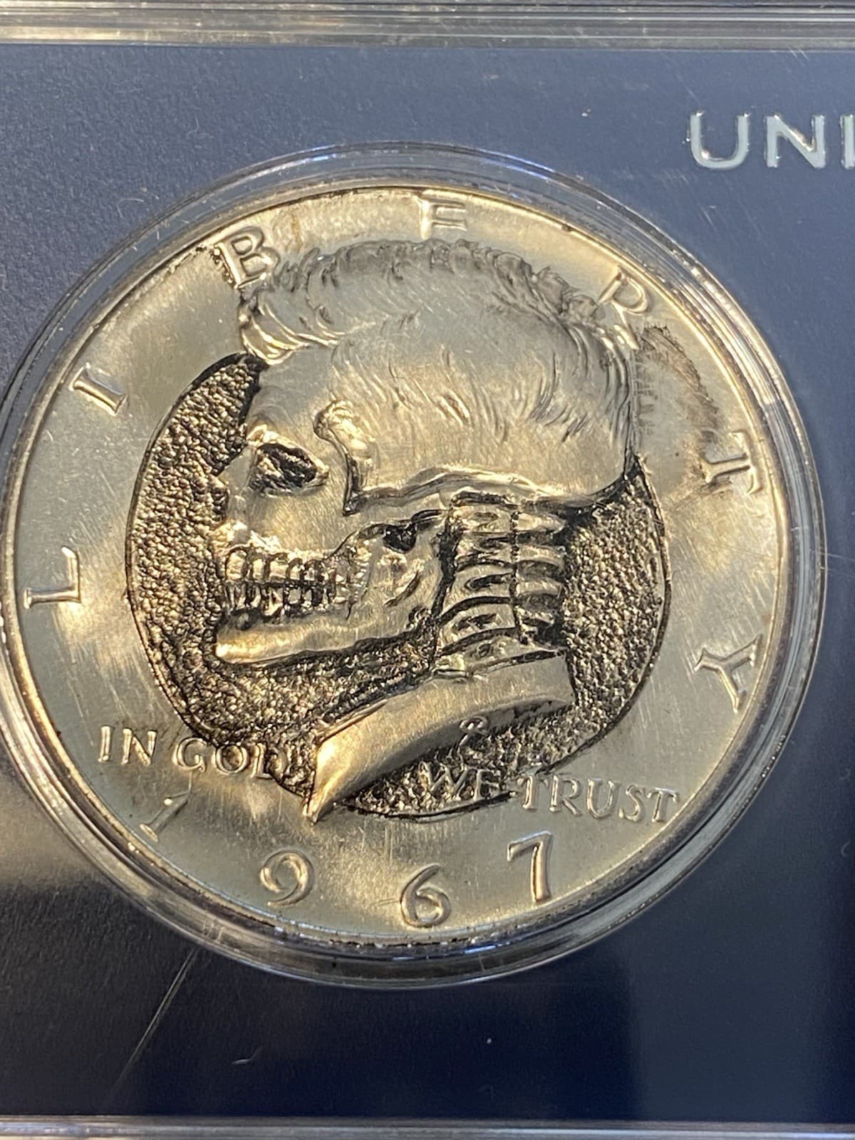 SKULL 1967 SPECIAL SET ! Hand  Engraved Hobo Coins 1967 - 5 Coin Set !! 2