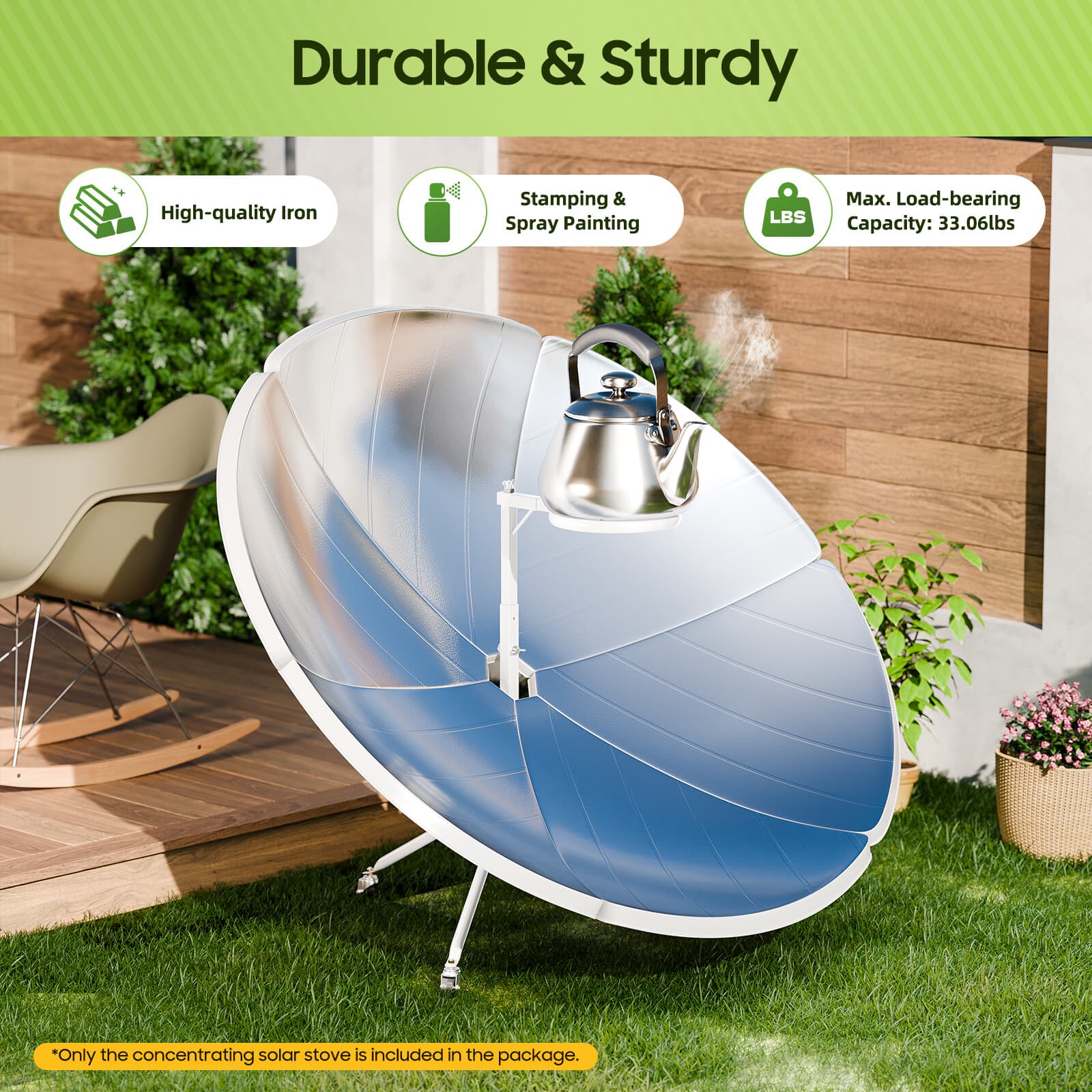 Dia 59" Parabolic Solar Cooker High Efficiency Outdoor Camping Portable Sun Oven 2