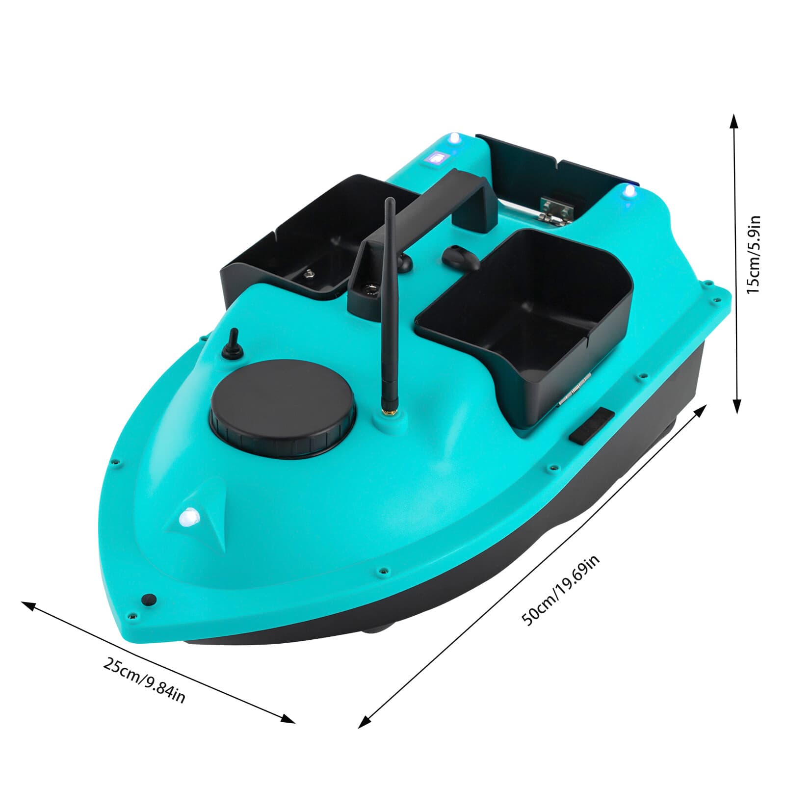 2* 5200mAh RC Fishing Bait Boat 600m Dual Motor For Sea Lake River LED Light 4