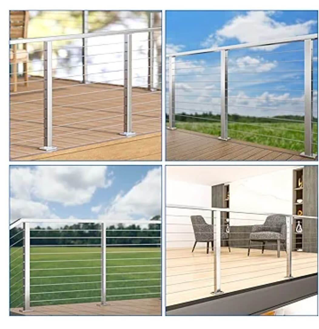 4 Pack Level drilled Cable Railing Line Post 42"x2"x2" Adjustable Top Level Deck 6