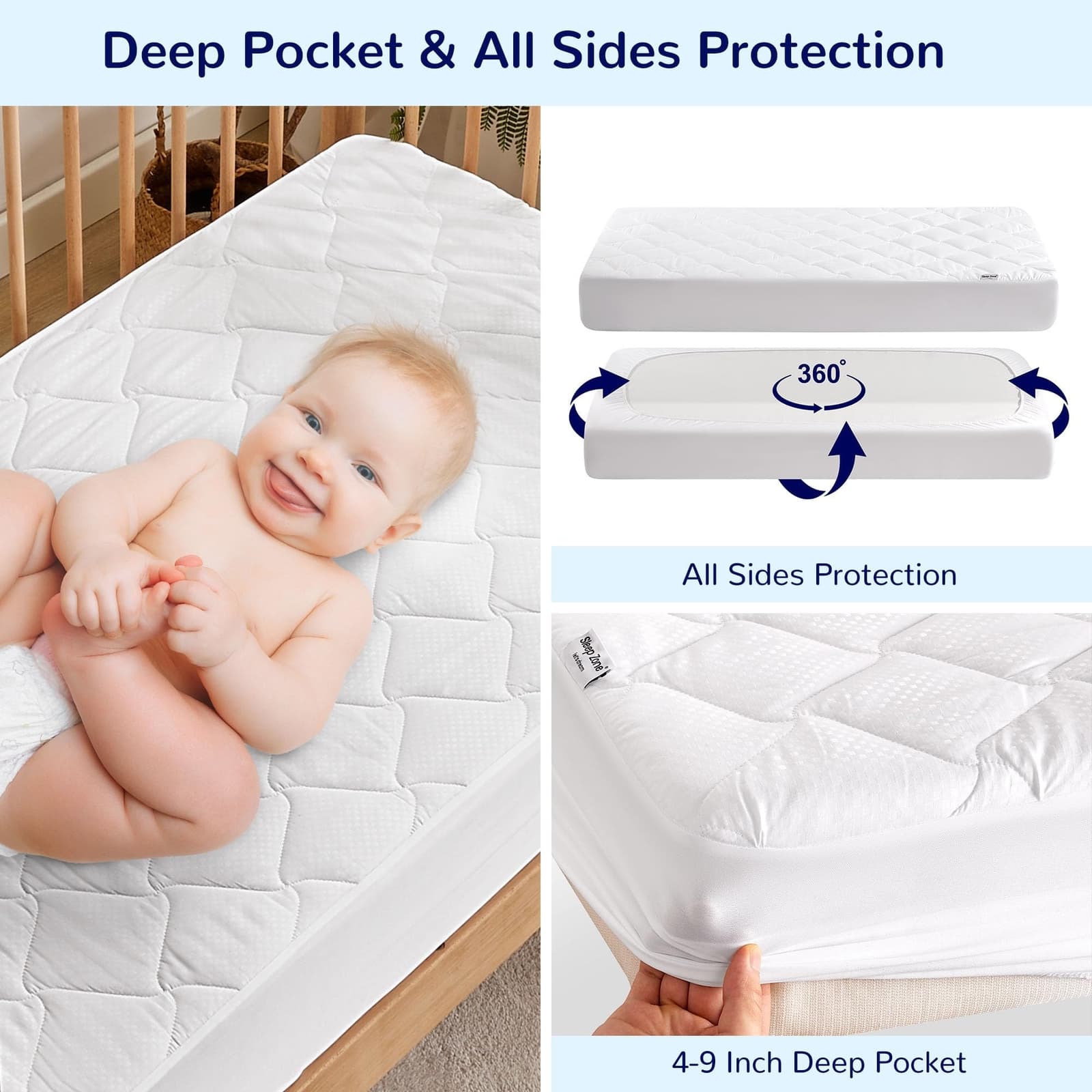 Mattress Crib Foam Toddler Bed Baby Waterproof Cushion Pad Mattress Protector US 6