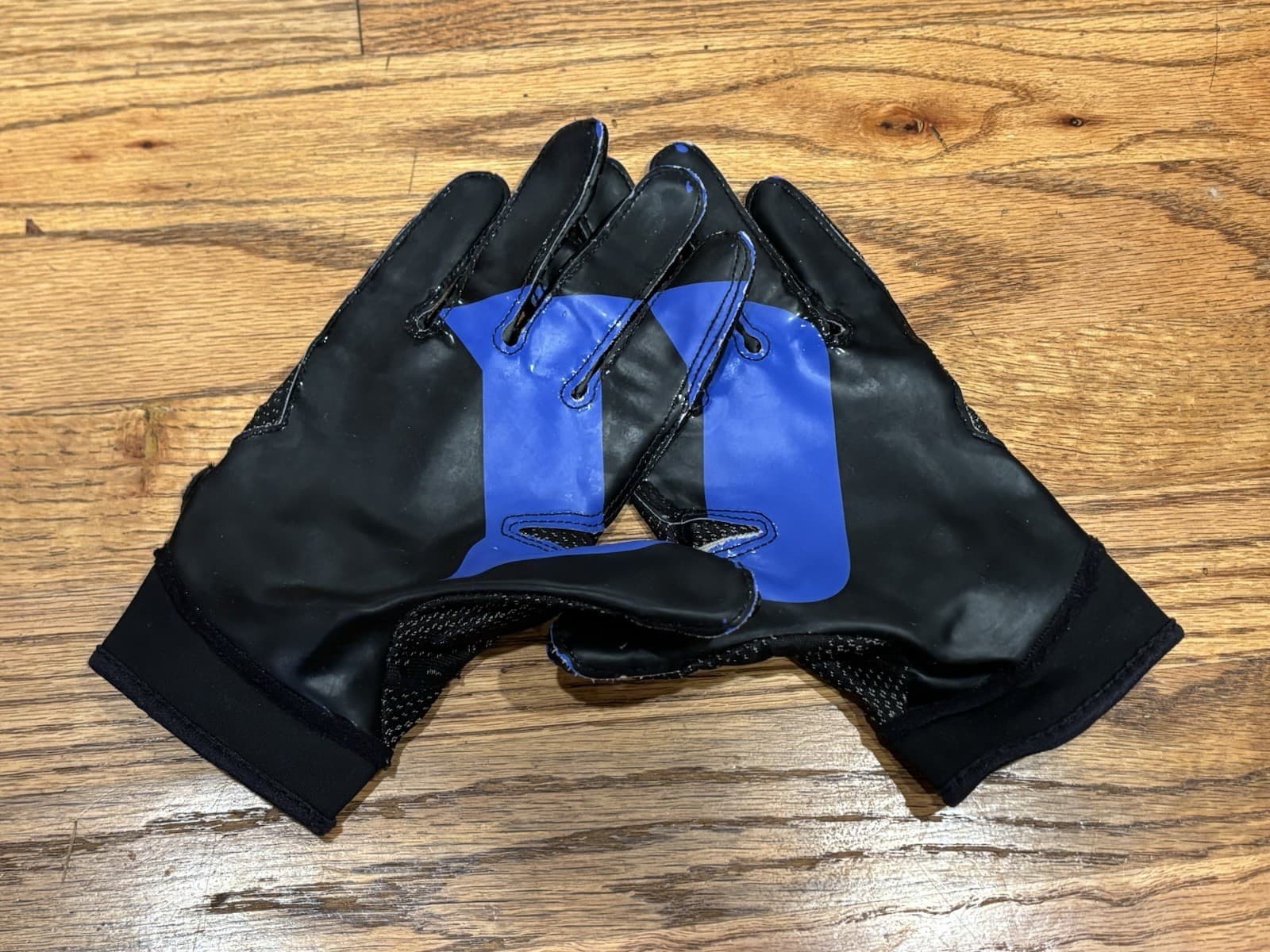 Game Used Nike Duke Blue Devils Football Gloves Size XL