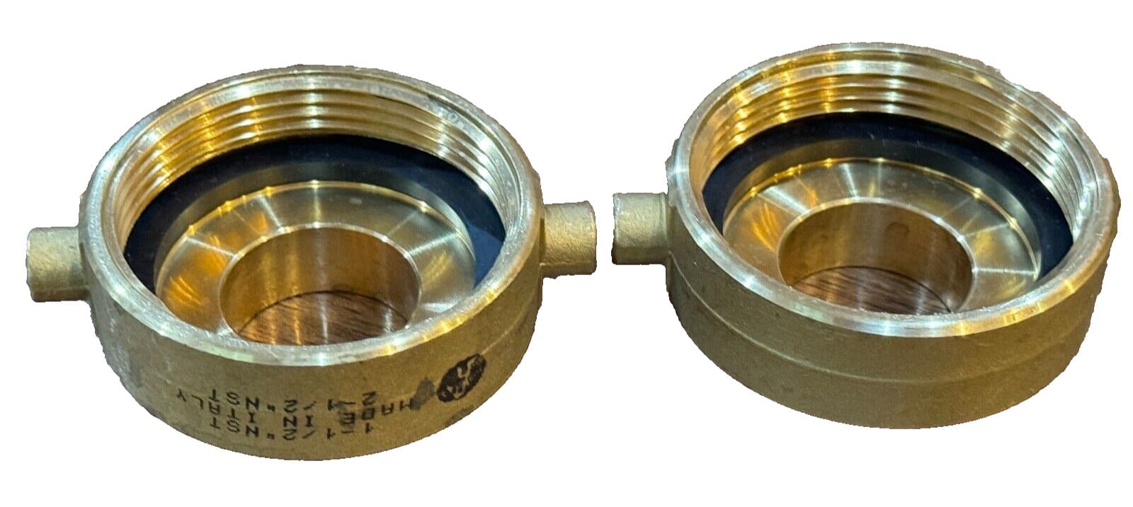 (2) Brass Firehose Reducer Adapter Female 2-1/2"  (NST) to 1-1/2" Male NST 3