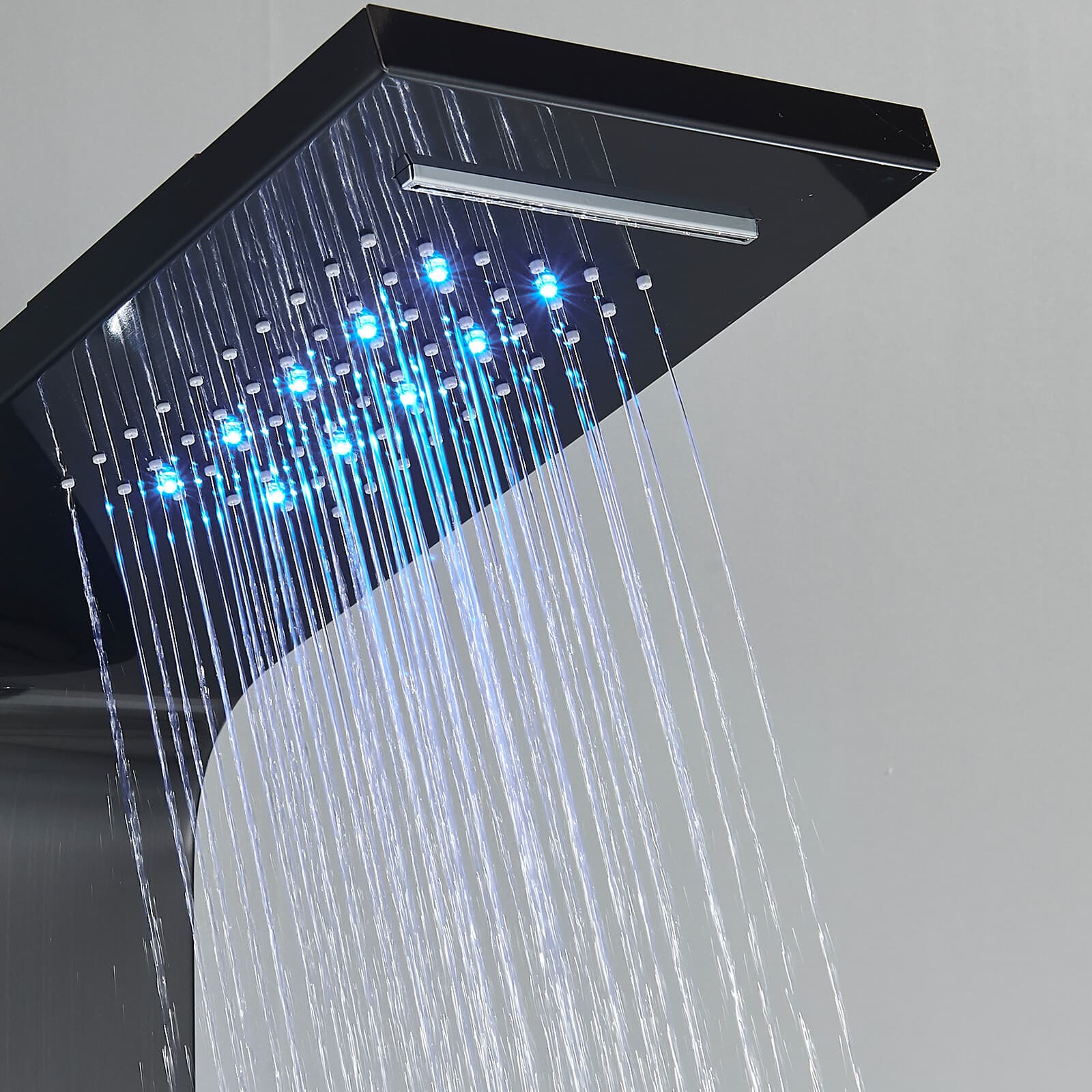 Stainless Steel LED Rain&Waterfall Shower Panel Tower System Massage Body Jets 6