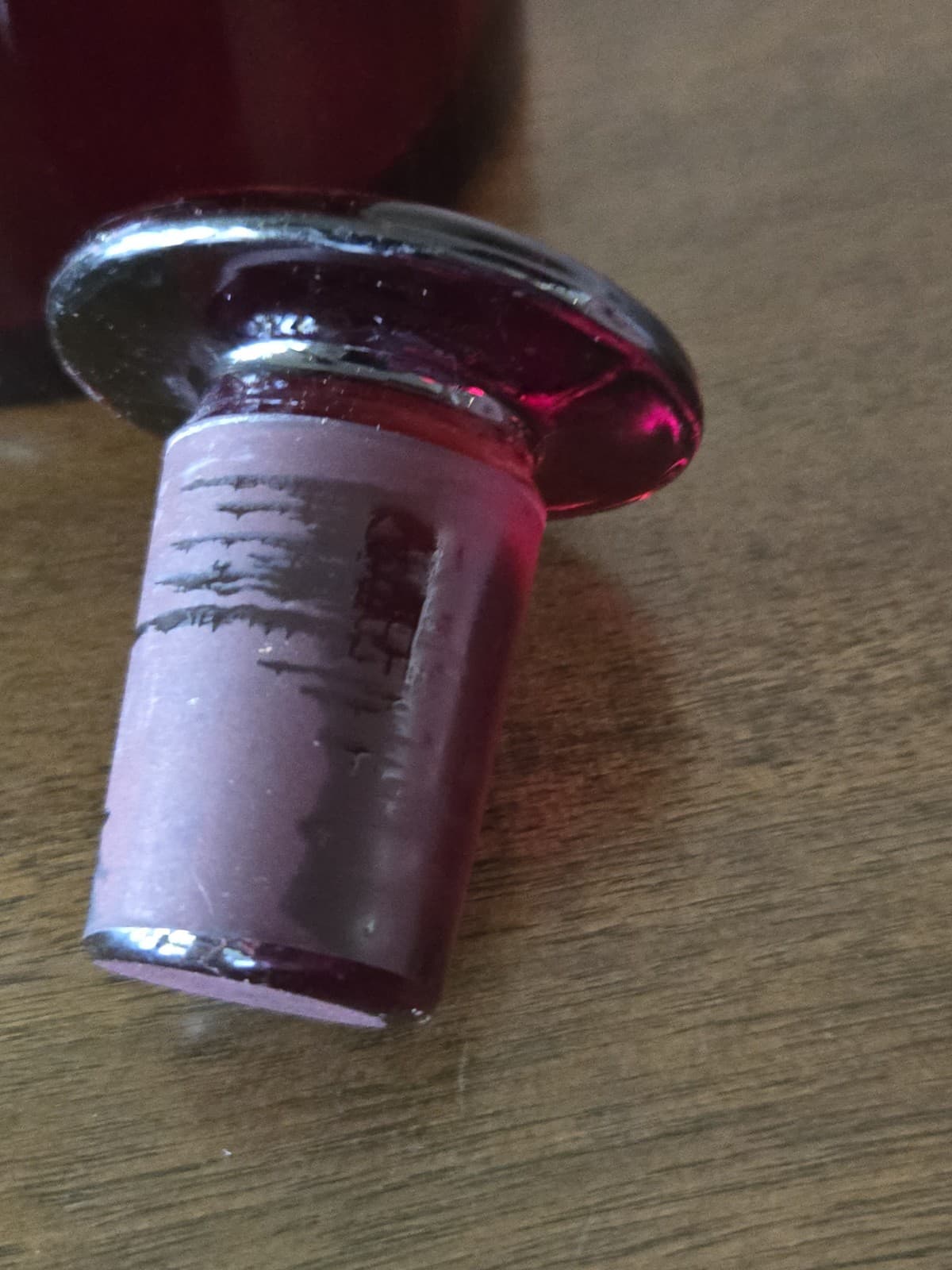 🔴 VTG Pyrex Ruby Red Glass Bottle w/ Stopper Laboratory Apothecary Jar USA 6